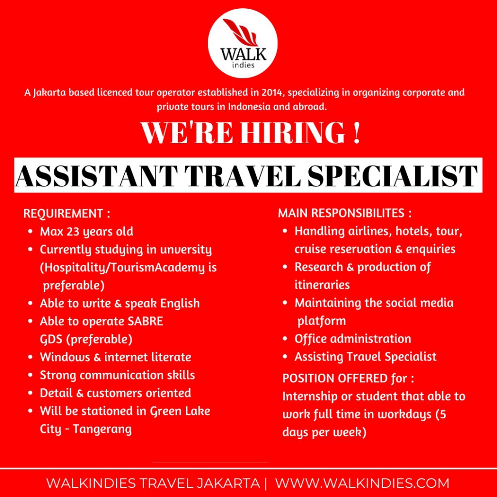 Lowongan_Assistant Travel Specialist Web