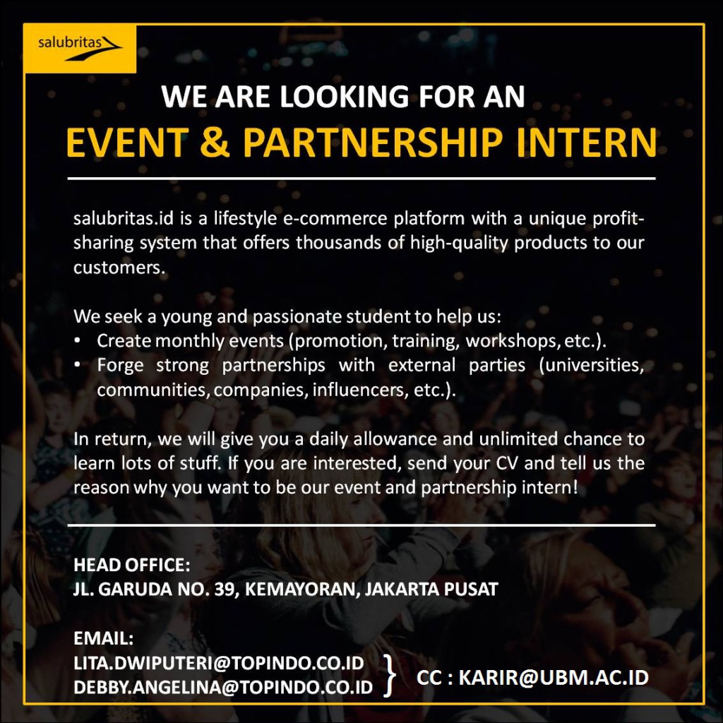 Event  Partnership Intern Job Vacancy